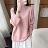 Nuevo Otoño 2026 Suéter de Punto para Mujer 100% Lana Estilo Simple Cuello Redondo Holgado Adelgazante