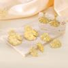 Rueda de cartas moda femenina exagerada cepillada hoja de loto aretes de acero de titanio personalidad forma de flor irregular joyería chapada en oro de 18 quilates
