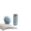 Copo térmico Huaxiang 8017 em titânio puro a vácuo com textura de flor de gelo cristalina, isolamento a vácuo de camada dupla para quente e frio, portátil e personalizável para presentear