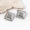 Aretes Cuadrados de Acero de Titanio Chapados en Oro de 18K para Mujer, Joyería Geométrica Simple para Oreja, Clavos Estilo Ins de Lujo Ligero, Versátiles a la Moda