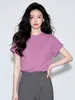 Blusas de Manga Corta para Mujer 2026 Súper Trendy Reductoras de Edad Estilo Coreano Únicas Hermosas y Muy Atractivas No Masivas Camiseta Morada