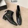Botines de piel genuina con punta cuadrada pequeña, tacón grueso y cremallera trasera, nueva colección otoño 2026 para mujer, botines Chelsea de tacón bajo, elásticos y estilizan