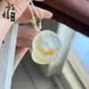 Anel Pingente de Calcedônia Colorida Natural Gato DIY Ágata Cor de Doce Joias Criativas Fofas Animal de Estimação Fofo Estilo Chinês Acessórios de Jade