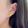 Colar e Brincos para Mulheres Estilo Família Zhou em Latão Banhado a Ouro com Pingente de Cubo de Açúcar Cintilante, Sensação de Luxo, Cor Duradoura, Conjunto de Corrente para Clavícula