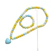 Novo conjunto de colar colorido em formato de coração para crianças, colar e pulseira de princesa para meninas, conjunto de 2 peças, acessórios fofos e adoráveis, atacado