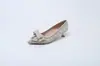 Tacones Altos de Punta Francesa con Lazo de Pedrería para Mujer Zapatos de Boca Baja Completamente de Diamante Tacón de Aguja No Cansan el Pie Zapatos de Regalo para Adultos