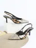 Sandalias de Tacón de Aguja de Punta Fina de Gran Tamaño con Tira al Tobillo con Hebilla y Espalda Descubierta, Estampado de Leopardo con Pedrería, Tacones Altos, Comercio Exterior Transfronterizo Europeo y Americano
