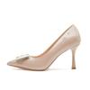 6685-2-047 pontiagudo agulha de corte baixo salto elegante sapatos de salto alto fivela quadrada francês commuter all-match sapatos femininos