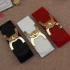 Cinturón Elástico Dorado para Mujer con Hebilla Giratoria Todo Fondo Elástico Cubre Cintura Ancho Vestido Decorativo para Mujer Tres Tallas