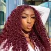 Comércio Exterior Transfronteiriço Peruca Moda Europeia e Americana Cor Vinho Tinto Renda Frontal Cabelo Cacheado Pequeno África Peruca Quente com Renda Frontal