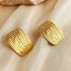 Pendientes de acero inoxidable de oro de 18 quilates con textura geométrica y personalidad exagerada para mujer.