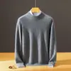 Suéter Casual de Punto Grueso de Doble Hilo de Cachemira de Cien Colores para Hombre, Cuello Medio Alto, Suéter Esponjoso de Cuello Medio