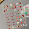 Adesivos Franceses Originais de Morango de Verão Transfronteiriços 3D Margarida Branca Cereja Forma de U Crescente Adesivos Franceses Estilo AA