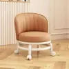 Banqueta Giratória com Rodas para Uso Doméstico, Banqueta Baixa com Encosto Macio, Cadeira Pequena, Banqueta de Sofá, Banqueta Redonda