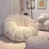Sofá calabaza de lana de cordero de lujo ligero, blanco, lindo, adecuado para dormitorios y balcones, de un solo asiento, color crema, sofá casual y cómodo