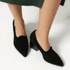 Zapatos de moda transfronterizos para mujer talla 35-43, tacones altos de punta fina de gamuza de color liso, zapatos de mujer talla grande, adecuados para todas las estaciones, estilo sin cordones