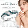 Anillos de Moda Hechos a Mano Europeos y Americanos Transfronterizos con Piedras Preciosas Azules y Blancas Joyería de Lujo Ligero Romántica para Parejas Te Amo Venta al por Mayor