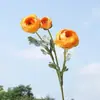 Flores de botão-de-ouro artificiais de haste única, com três ramos, fofas e elegantes para decoração de casa, fotografia de casamento e móveis macios