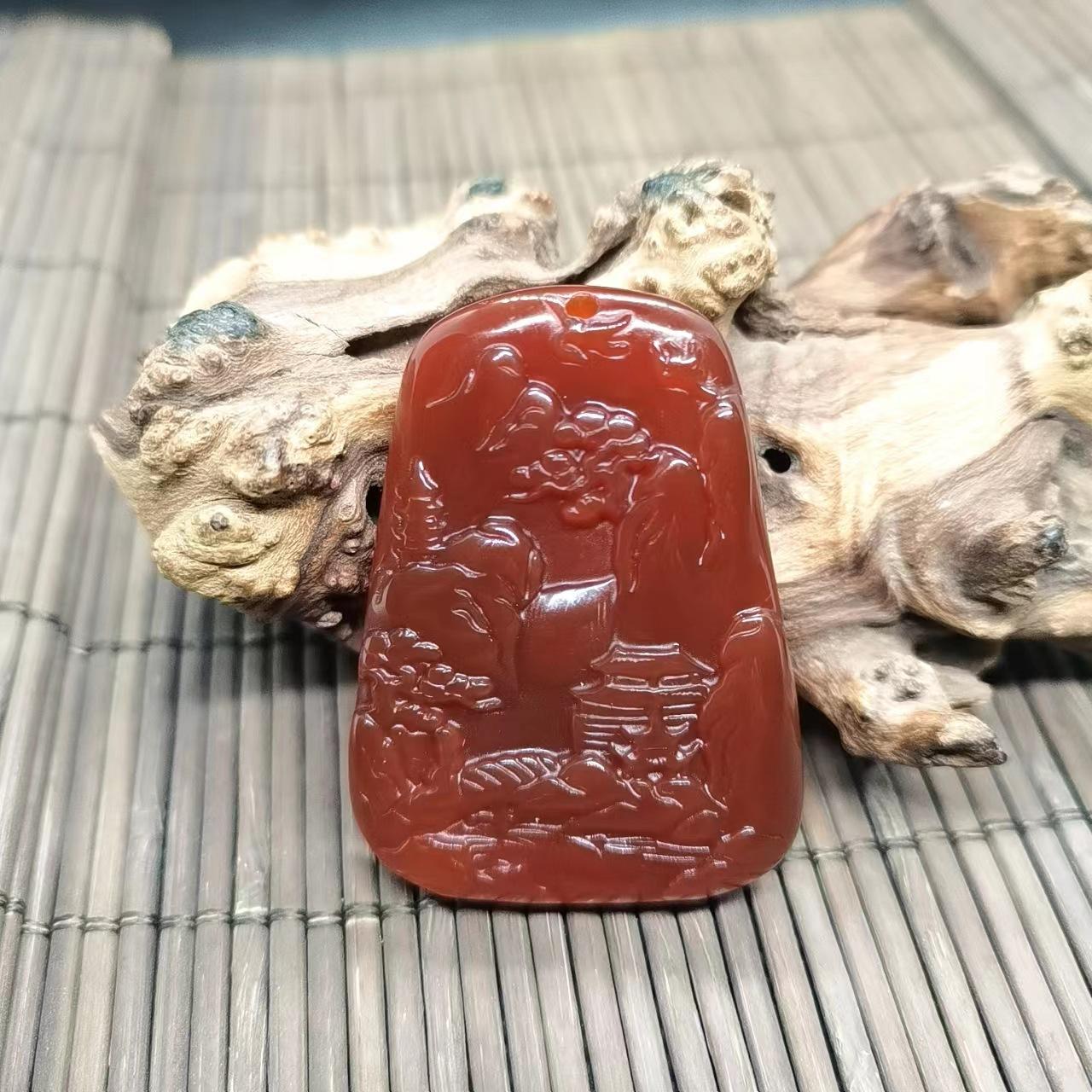智贝详情图_13高冰玉髓玛瑙山水玉牌观音佛吊坠批发大号黄玉髓