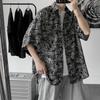 Camisa de playa vintage para niños, de manga corta, estilo Hong Kong, estilo japonés, de media manga, estilo coreano, de moda.