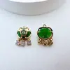 Pingente Cadeado da Fortuna de Cobre Banhado a Ouro com Zircônia, Material para Bordado de Grampo de Cabelo Estilo Antigo, Acessórios Hanfu