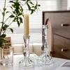Estilo europeu simples transparente padrão vertical vidro castiçal ornamentos casa mesa de jantar atmosfera casamento banquete hotel aniversário vestido