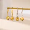 Pendientes Geométricos de Cristal Natural Plateado Yilu Plata de Ley S925 Cristal Amarillo Torre Bolas Chapadas en Oro Pendientes con Gancho Redondo Listos en Stock