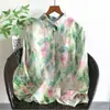 Camisa de Lino con Estampado Floral Digital, Manga Larga, Cuello Camisero, Estilo Nuevo Primavera-Verano, Holgada y Versátil, Venta al por Mayor