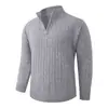 Jaqueta Suéter Gola Alta Meio Zíper Estilo Americano para Comércio Exterior Transfronteiriço Outono e Inverno Tricô Trançado Solta Casual Masculino Tricô Suéter