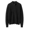Suéter Cárdigan de Punto Gofrado de Color Sólido con Cremallera de Cachemira Otoño/Invierno Bestseller Chaqueta de Punto Cuello Alto Manga Larga