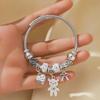 Estilo Panjia Europeu e Americano Urso Explosivo Coração Laço Pulseira Feminina Ajustável Pulseira de Luxo Leve Pulseira Pulseira Joia