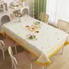 Toalha de mesa fresca e fofa, à prova d'água, à prova de óleo, resistente ao calor, resistente ao desgaste, lavagem gratuita, fofa de desenho animado, toalha de mesa longa fresca