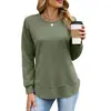 Amazon Comercio Exterior Transfronterizo Europeo y Americano Otoño e Invierno 2026 Nuevo Sudadera de Color Sólido Cuello Redondo Holgada de Manga Larga Top a Cuadros para Mujer