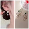 Outono e Inverno novo doce elegante strass brincos de árvore de Natal luz de luxo high-end moda brincos nova moda