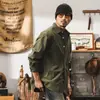 Camisa de algodón lavado de 21 hilos estilo retro americano para hombre, marca de tendencia de primavera, corte holgado, versátil para ir al trabajo, camisa chaqueta de trabajo
