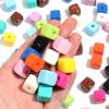 10 Piezas/Paquete Cuentas Cuadradas de Pintura Acrílica Cuentas DIY Cuentas Cuadradas Sólidas Coloridas Cuentas Cuadradas Sueltas de Colores Macarón