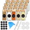 Pote Quadrado para Temperos 40oz Conjunto de 24 Garrafas para Pimenta em Pó Garrafas de Pimenta em Pó 120ml Pote de Temperos de Vidro com Madeira de Bambu