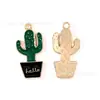 Flor de cactus Planta verde Aceite Goteo Joyería Accesorios Colgante de aleación DIY Llavero Cadena para teléfono móvil Colgante Hecho a mano