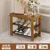 Banqueta Larga para Cambiar Zapatos para la Entrada, Adecuada para Sentarse, con Zapatero y Almacenamiento Integrados, Hecha de Madera Maciza para Uso Fuera de la Entrada del Hogar