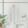 Osasi Primavera y Otoño Nueva Camisa de Seda Pesada para Mujer de Manga Larga Elegante Blanca Seda de Morera Top Holgado