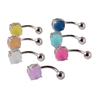 Anillo de Ombligo de Acero Inoxidable con Dientes Exteriores de Color Caramelo de Moda Transfronterizo, Botón de Ombligo de Resina Esmerilada Agarrador, Adorno de Ombligo Piercing