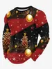 Estampa festiva, gola redonda, estilo europeu e americano, moda natalina transfronteiriça, camiseta de manga comprida com estampa digital