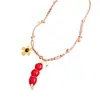 Collar Colgante de Flor con Perlas Incrustadas de Circonita, Cadena de Suéter Vintage con un Diseño Único, Joyería de Nicho para Mujeres