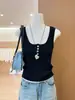 Camiseta sin mangas de dos tonos con diseño de dos piezas simulado para mujer, adecuada como prenda exterior de verano o como capa base, top de punto