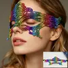 Máscara de Encaje Irregular Estampada en Oro de Media Cara para Fiesta de Halloween Máscara de Baile Accesorios para Actuación Cosplay