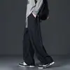 Calça Masculina de Veludo Cotelê Xadrez Outono 2025 Nova Solta Reta Casual Tendência Americana Calça de Perna Larga