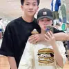 Conjunto de Manga Corta para Pareja de Algodón Peinado Puro Pani Perro Hamburguesa, Nuevo Estilo de Verano, Súper Popular