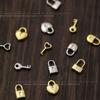 Celebridad de Internet Familia Rica Joyería para Uñas con Diseño de Candado Dorado Mini Oro Plata Amor Cuadrado Candado Llave Accesorios para Uñas