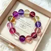 Pulsera de Amatista Natural Sintética de 14 mm para Mujer, Pulsera de Perlas de Lujo Ligero y Gama Alta, Joyería de Cristal con Diseño de Nicho