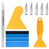 Kit de 9 piezas de pegatinas para coche con espátula de fieltro, herramienta para papel tapiz, espátula de plástico, herramienta de aplicación autoadhesiva